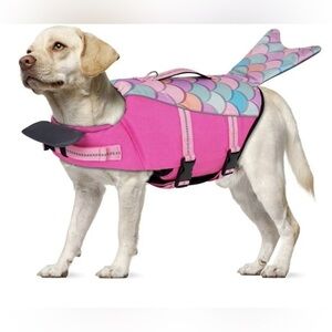 Cyeollo Dog Life Jacket Printed Dog Life Mermaid Vest for Swimming Adjustable..